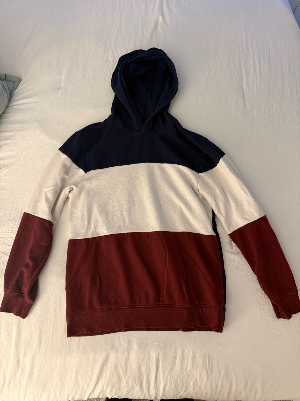 Women's Colorblock Red, White & Blue Hoodie | Medium